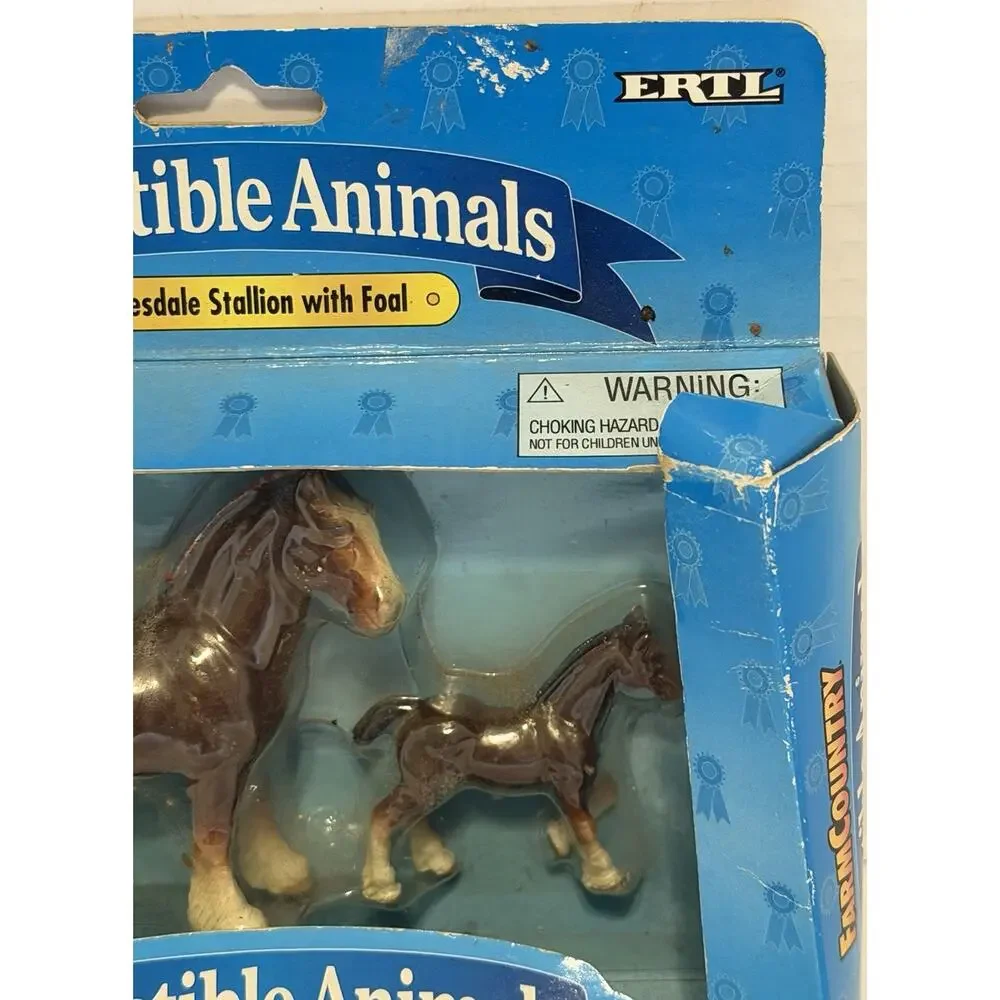 ERTL -Clydesdale Stallion With Foal 1995 Horse figurines NOS NIB VINTAGE